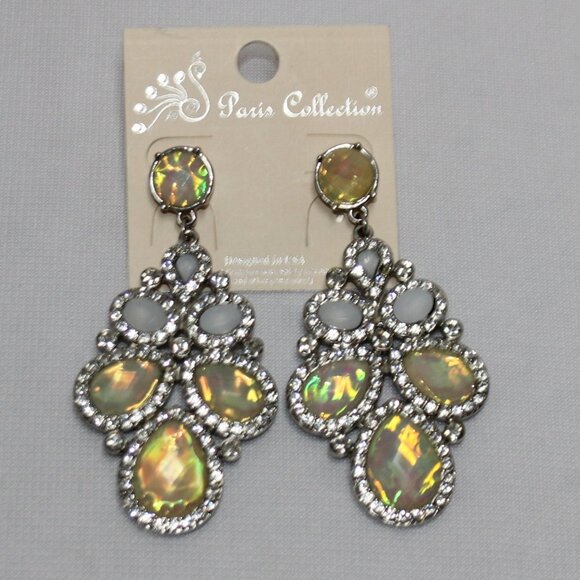 Paris Collection Rhinestone Dangle Earrings - Picture 2 of 8